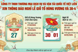 Lịch nghỉ Giỗ Tổ Hùng Vương và 30/4-1/5 2026
